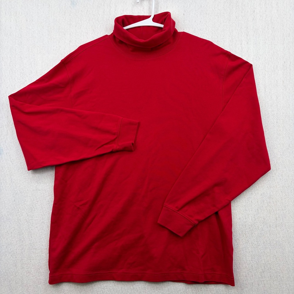 LL Bean Womens Large Red Cotton Long Sleeve Turtleneck Top 187357 Regular Fit